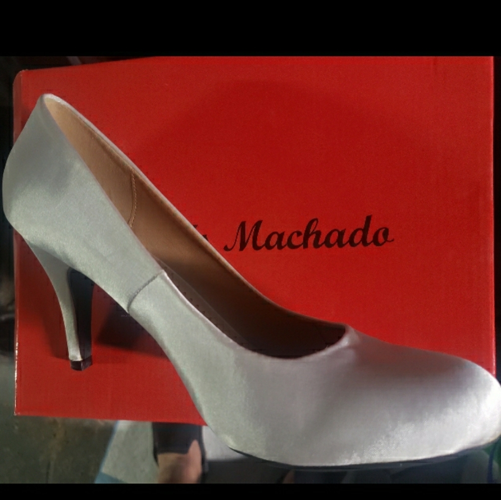 Size 10 Womens Retro Satin Heels Pinup Women's Shoes White New Pumps Sexy